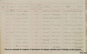 Registers of admissions: pauper patients