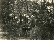 Photograph of Harry Baker gardening at Beaconfield.