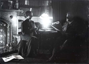 Glass negative of Harry and Pollie Baker at Epworth House
