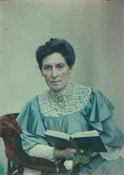 Glass plate of colour image of woman
