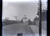 Glass negative of road outside Epworth House