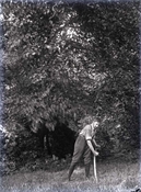 Glass negative of work in garden at Beaconfield.