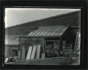 Print from glass negative of greenhouse under construction at Beaconfield.