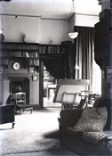 Glass negative of room interior at Epworth House
