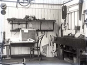 Glass negative of workshop at Beaconfield