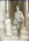 Glass negative of Wilson Baker in uniform
