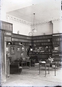Glass negative of library of Epworth House